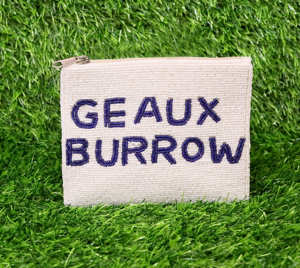 Monedero de mujer más vendido 2025 hermoso bordado a mano con letras blancas y azules diseño de cierre de cremallera para el día del juego - Product Image 6