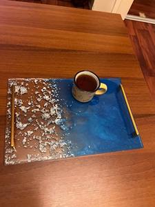 ถาดเรซิ่นราคาประหยัดพร้อมที่รองแก้ว ลายแบบต่างๆ ทำด้วยมือ ปรับแต่งได้ ทนทาน ชุดเสิร์ฟตกแต่งสำหรับห้องครัว ห้องรับประทานอาหาร และห้องนั่งเล่น - Product Image 3