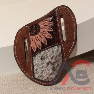 Premium Quality Hair on Tooled Leather Sunflower <b>Knife</b> Sheath Personalized Belt Trapper <b>Knife</b> Sheath Carved Leather Cover <b>Holder</b> - Product Image 1