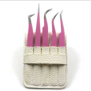 Pinces à épiler professionnelles en acier inoxydable avec logo imprimé, pointe en fibre, 45/75/90 degrés, nano-grip, étiquette privée personnalisée, extension de cils - Product Image 6