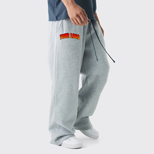 Vente en gros de pantalons pour hommes à jambes larges 100% coton polaire vierge DTF personnalisé imprimé logo personnalisé lavé pantalon de survêtement pour homme - Product Image 1