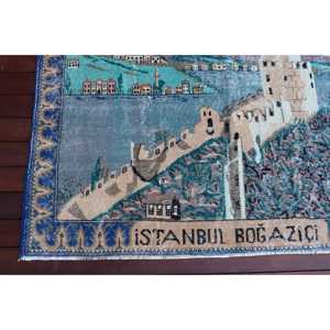 Alfombra Turca Vintage de 4.9x3.4 pies, Alfombra Decorativa, Alfombra de Lana Azul - Product Image 5