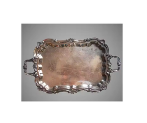 Plateau d'usine Plateau rond en acier inoxydable argenté de luxe léger personnalisé Plateau de service hôtelier en cuir haut de gamme - Product Image 5