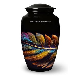 Top Vente Noir Coloré Feuille Émaillé Alliage Métal Urne Mémorial Cendres Conteneur pour Adultes Crémation Urnes Mémorial Cendres Pots - Product Image 1