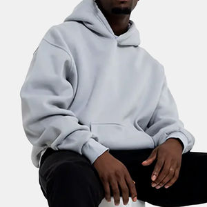 Liso de alta calidad Baggy Sudadera con capucha en blanco No String French Terry 100% algodón de gran tamaño Heavyweight Cropped hoodies - Product Image 2
