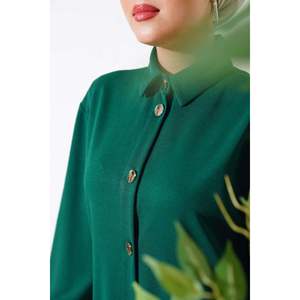 <b>Metal</b> <b>Buttoned</b> Long Tunic 2 Piece Set Emerald - Product Image 4