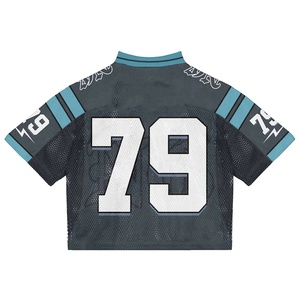 Camiseta recortada de malla cuadrada de gran tamaño Vintage para hombre, ropa de calle deportiva con diseño en blanco, camiseta con patrón de letras - Product Image 2