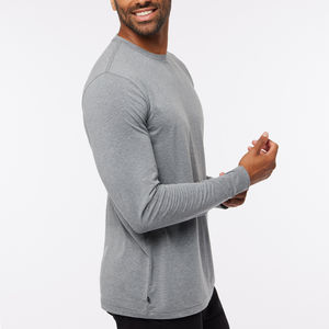 Camiseta de manga larga de moda con estampado de textura suave en blanco informal de algodón de alta calidad OEM para hombre - Product Image 2