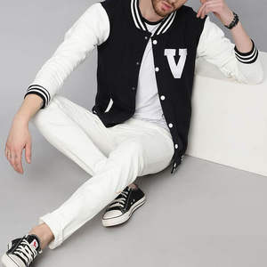 Veste bomber universitaire décontractée à capuche en chenille brodée, respirante, coupe-vent, 100% coton, revêtement frontal personnalisable - Product Image 2