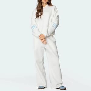 Trajes de sudor holgados de calidad superior Nuevo diseño personalizado Conjunto de 2 piezas 100% algodón Mangas completas Mujer Trending Chándales - Product Image 5