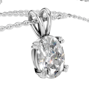 Nouveauté Collier pendentif chaîne à maillons en or blanc 14 carats avec moissanite ovale de 0,5 carat, design ethnique, cadeau de fête, bijoux fins pour femmes - Product Image 4