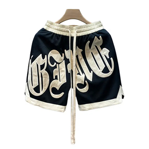 Pantalones cortos de malla para gimnasio de poliéster de talla grande para hombre, bordados personalizados, para baloncesto, correr, deporte, informales, transpirables, para pantalones cortos - Product Image 2