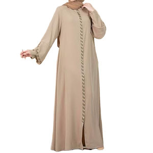 Nouveau fabricant Abaya en mousseline de soie simple modeste de haute qualité femmes musulmanes Thobe / Thawb robe dames vêtements islamiques Logo personnalisé - Product Image 2