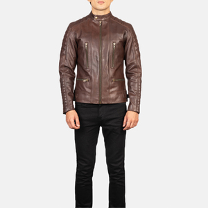Veste de moto pour homme KEVEN IMPEX KI-511 en cuir véritable marron respirant avec impression numérique, manches matelassées, ceinture - Product Image 3