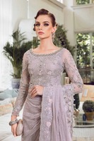Sari de Mujer de Diseño Premium, Bordado, Tradicional, de Georgette, Seda y Piel Sintética, Largo hasta el Suelo, Lavable, de Secado Rápido y Alta Calidad