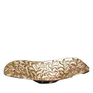 Cuenco decorativo chapado en oro de Metal de aluminio hecho a mano japonés forma Irregular única para servir comida personalizada para fiesta - Product Image 1