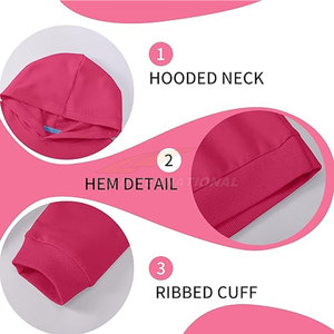 เสื้อสเวตเตอร์มีฮู้ดผ้าฝ้ายน่ารักสำหรับเด็กเสื้อสวมหัวเป็นมิตรกับผิวสำหรับชุดทุกวันสีแดงกุหลาบ - Product Image 6