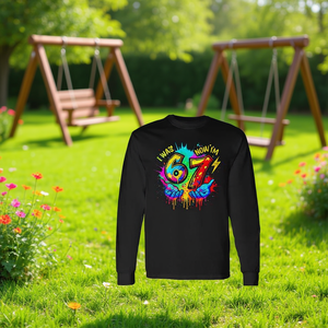 Maglietta a Maniche Lunghe Colorata con Stampa Six Seven Meme, T-Shirt Promozionale per Bambini di 6-7 Anni - Product Image 3