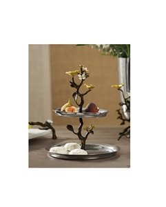 Herramientas para pasteles de aluminio de 2 niveles con borde elevado con diseño floral y detalles simples, ideales para pasteles altos o postres centrales - Product Image 5