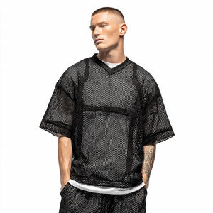เสื้อฟุตบอลคอวีพิมพ์ลาย 100% โพลีเอสเตอร์ตาข่าย เสื้อฟุตบอลตาข่ายสำหรับฝึกซ้อมกีฬา - Product Image 2