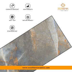 สีเทามันวาวพื้นหินอ่อนเต็มตัวขนาด600x1200มม. กระเบื้องเซรามิกพอร์ซเลนโลหะขัดเงาขนาดใหญ่สำหรับห้องนั่งเล่น - Product Image 5