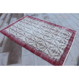 พรมขนาด 5x8 ฟุต, พรมวินเทจสไตล์ตุรกี, พรมขนสัตว์สีแดง - Product Image 2