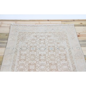 Tapis turc 3,6x9,7 pi (109x296 cm), tapis beige géométrique vintage - Product Image 4