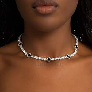 14K White <b>Gold</b> Plated 925 Silver Cuban Link Fine 12mm Miami Cuban Chain <b>Necklace</b> Black Clover Tennis Chain Moissanite Jewelry - Product Image 1