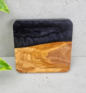 Olive Wood <b>and</b> Resin <b>Coaster</b> <b>Set</b> Blue All About the Olive Wood Tea Cup <b>Coaster</b> Table Decor Drink Cup <b>Coasters</b> Resin - Product Image 3