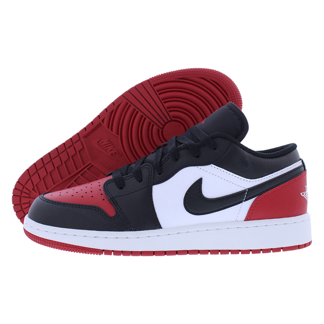 Nike Air Jordan 1 Low GS Boys Shoes Color: White/Black/Varsity Red/White 100% Authentic