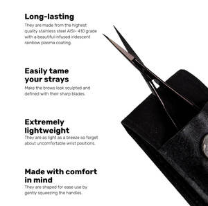 Precision Black Color Professional Stainless Steel Eyebrow Tweezers with Scissors Set for Women and Men's Eyebrow Eco-Friendly - Product Image 3