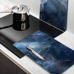 Atractivo bloque de corte de mármol azul oscuro brillante accesorios de utensilios de cocina tabla de cortar de piedra Rectangular hecha a mano en venta superior - Product Image 4