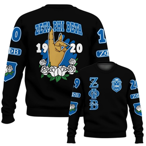 Sudadera Azul con Cuello Redondo de la Hermandad Zeta Phi Beta 1920, Bordado con Letras Griegas para Mujer - Product Image 6