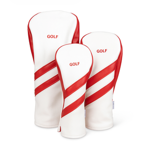 Ensemble de housses de tête de golf blanches classiques Couvre-chefs anti-rayures en cuir PU de qualité supérieure pour les clubs de conducteur, de fairway et hybrides - Product Image 2