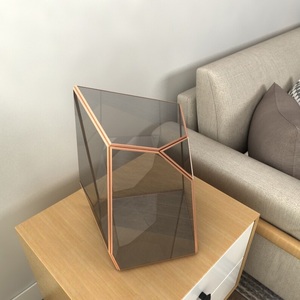 Terrarium géométrique en verre avec bordure en bronze Design moderne idéal pour les plantes succulentes d'intérieur ou la décoration de bureau à domicile - Product Image 5