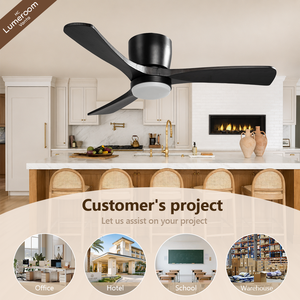 42 Inch Solid Wood Ceiling <b>Fan</b> <b>with</b> Light and <b>Remote</b>, Flush Mount Low Profile Quiet DC Motor Ceiling <b>Fan</b> - Product Image 4