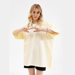 เสื้อยืดคอกลมผ้าคอตตอน100% สำหรับผู้หญิงเสื้อยืดเปิดไหล่ทรงโอเวอร์ไซส์สีชมพูแบบกำหนดเอง - Product Image 2