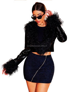 Veste en polyester tricoté pour femme avec fermeture éclair en polyester de épaisseur standard, veste épaisse à col en V, véritable fermeture éclair en cuir - Product Image 6