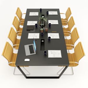 Mesa de Reuniones Minimalista de Madera con 3 Patas de Acero Inclinadas-SFTC010 - Product Image 3