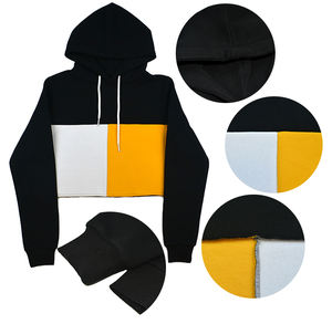 Hot <b>Sale</b> Custom Printed Long Sleeve Color Block Spliced Stand Collar Breathable Crop Hoodie <b>for</b> Women Winter Wholesale - Product Image 3
