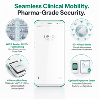Hyatta Modelo 6s PDA Médico con Escáner 2D de 6 Pulgadas, Limpiador de Alcohol al 75% Antibacterial, Batería de 5000mAh con Intercambio en Caliente, IP67, Android 11, Terminal para Hospital