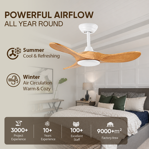 USA In Stock 36 Inch Indoor Ceiling Fan without Light Solid Wood Quiet DC Motor with Remote for Bedroom Living Room - Product Image 2