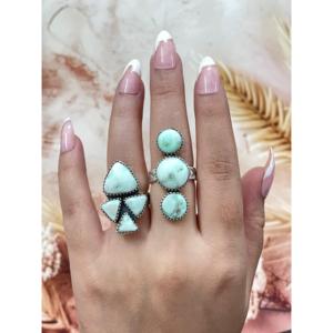 Bague ajustable en argent sterling et turquoise, inspirée du sud-ouest, avec sertissage clos artisanal, idéale pour un cadeau - Product Image 3