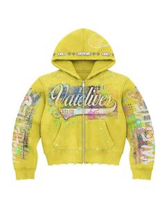 Sudadera con Capucha Unisex de Invierno, 100% Algodón, Felpa, con Pedrería Brillante, Estampado Digital, Moda Urbana, Suministro al por Mayor - Product Image 4