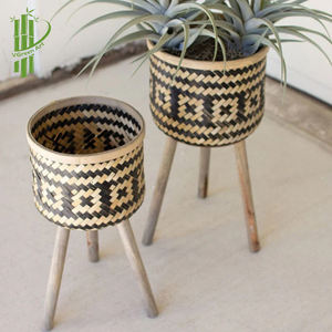 Mini pots de fleurs en bambou faits à la main-Jardinières décoratives polyvalentes - Product Image 4