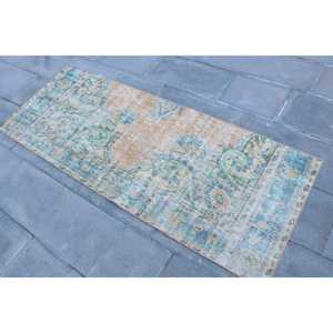 Alfombra Turca Vintage, Alfombra de 2.4x6.3 pies, Alfombra con Bordes Azules y Marrones - Product Image 2