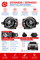 Ensemble de feux antibrouillard avant gauche et droit 30764930 30764931 pour Volvo S40 V50 2008-2011, pare-chocs avant, pièces d'éclairage automobile