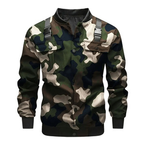 แจ็คเก็ตบอมเบอร์สไตล์เทคโนโลยีลำลองสำหรับผู้ชายแจ็คเก็ตโพลีเอสเตอร์น้ำหนักเบามีปกเสื้อแจ็คเก็ตลายพรางแฟชั่น - Product Image 1