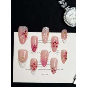 Autocollants pour ongles press-on Blushing Garden, élégants et inspirés du jardin - Product Image 4