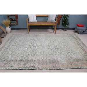 Alfombra Turca Vintage, Alfombra de 6.3x9.3 pies, Alfombra de Lana con Puntos Azules - Product Image 2